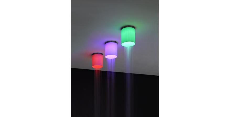 Multicolored showerhead with embedded red LED light from Antonio Lupi