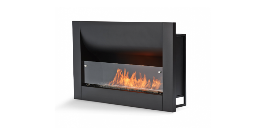 EcoSmart Fire  Part of the company’s Brown Jordan Fires collection, the Evolution built-in firebox has a curved back that radiates out to the room.