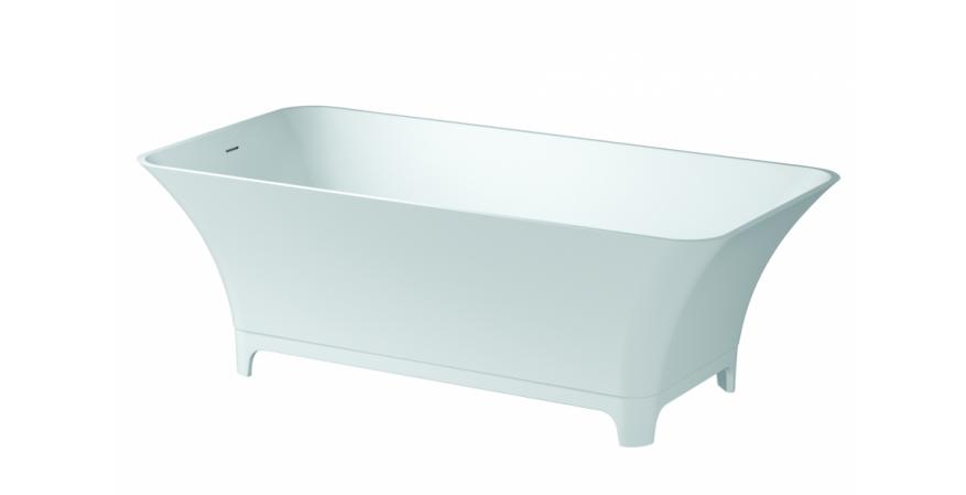 From Aquabrass, Bali puts a modern spin on the classic footed tub. Made of stone resin with a durable gloss finish, this stylish soaker measures 65-1/4 inches by 32-5/8 inches by 22-1/16 inches and has a 68-gallon capacity