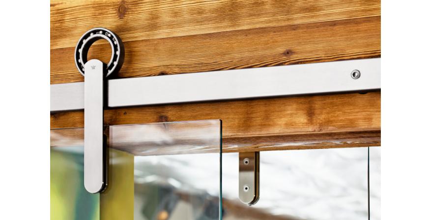 Krownlab has introduced a hubless sliding-door hardware system that can be installed in three different ways.
