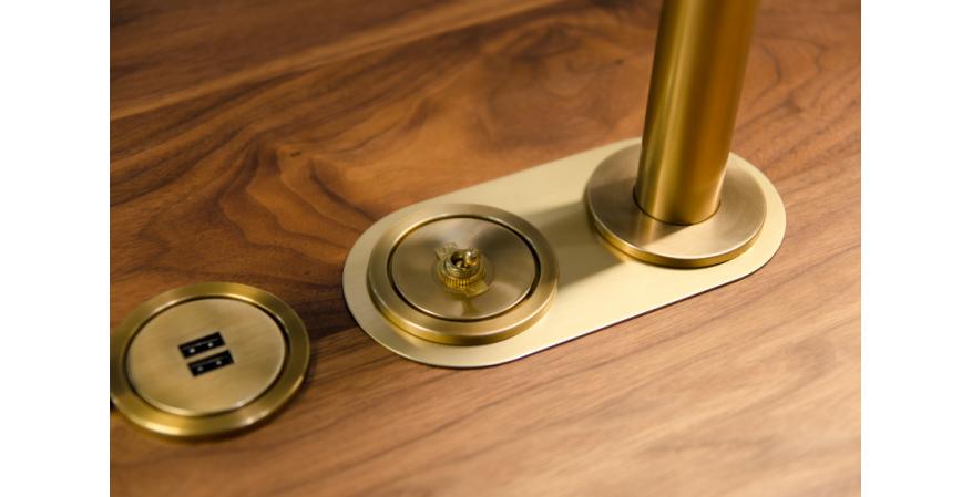 Juniper ground control switch on table brass finish