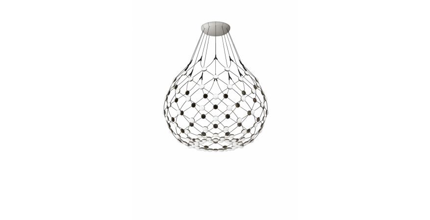 Francisco Gomez Paz’ Mesh fixture cleverly hid LEDs within the framework of suspension cable and polycarbonate lenses, so it looked like a futuristic fisherman’s net.