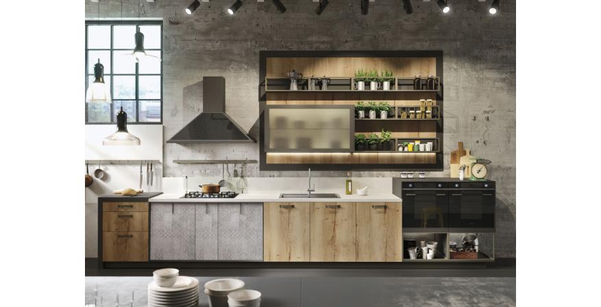 The Loft cabinet line is aimed at young buyers who prefer urban living. It mixes traditional materials with new design and draws on the popularity of the renovated warehouse design concept.