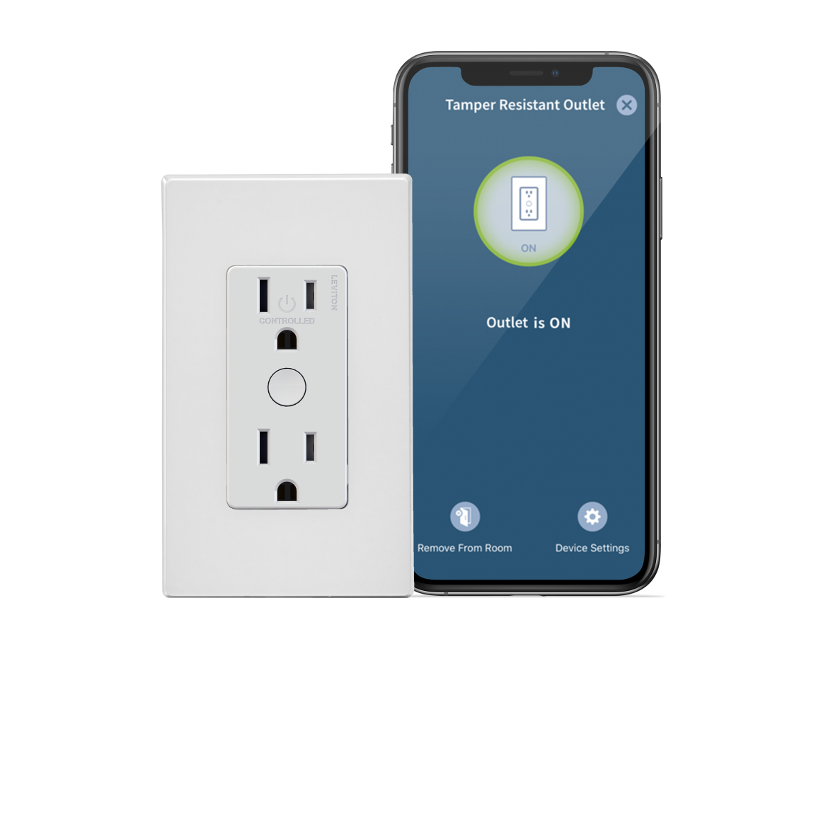  Leviton Decora Smart Wi-Fi Tamper Resistant Outlet with Cell phone