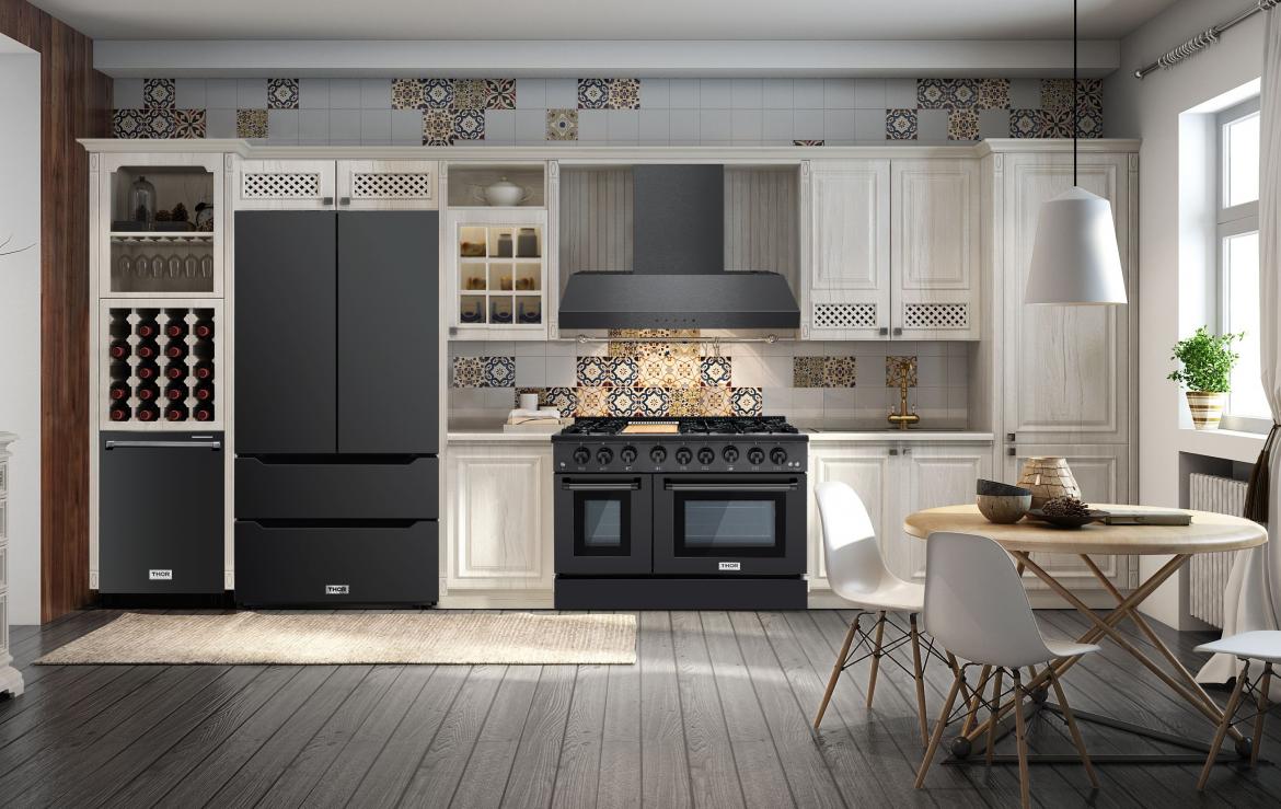 Thor Kitchen Black Stainless Steel Suite White Kitchen