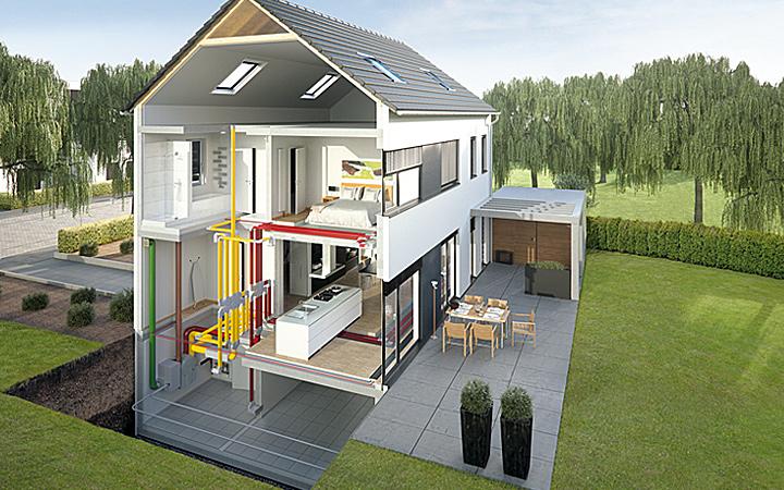 House rendering with heat recovery ventilator