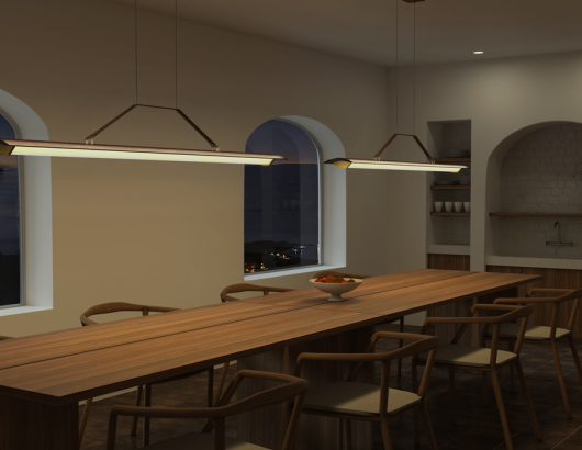 Cerno Group Penna Collection Linear Pendant Context Dining Room