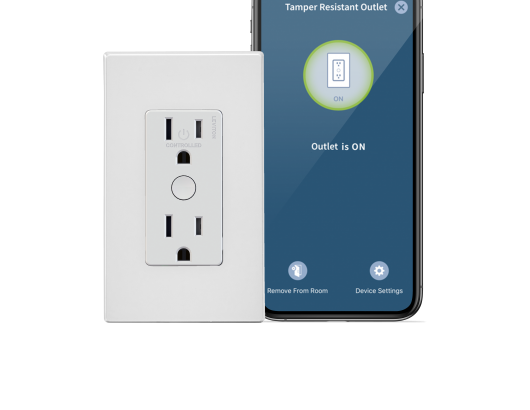  Leviton Decora Smart Wi-Fi Tamper Resistant Outlet with Cell phone