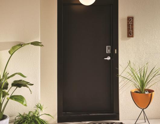 Entry way door in a rented multifamily building 