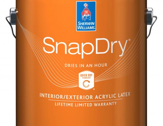SnapDry is a new water-based door and trim paint that dries in one hour. Formulated for door and window projects, the exterior acrylic latex paint is resistant to dirt, fingerprints, UV rays, and weathering, the company says. It’s available in semi-gloss and in a wide variety of colors