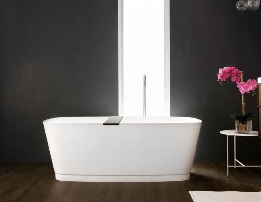 Wetstyle straight Bath tub wall hung vanity with flower