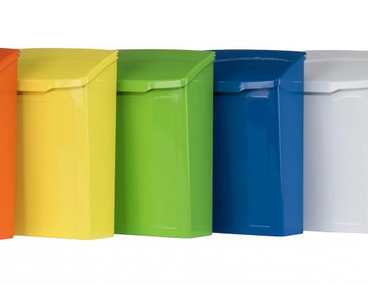 Architectural Mailboxes has launched a series of mailboxes in a range of colors that include tangerine orange, lime green, and electric blue.