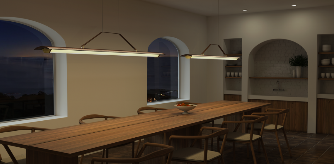 Cerno Group Penna Collection Linear Pendant Context Dining Room
