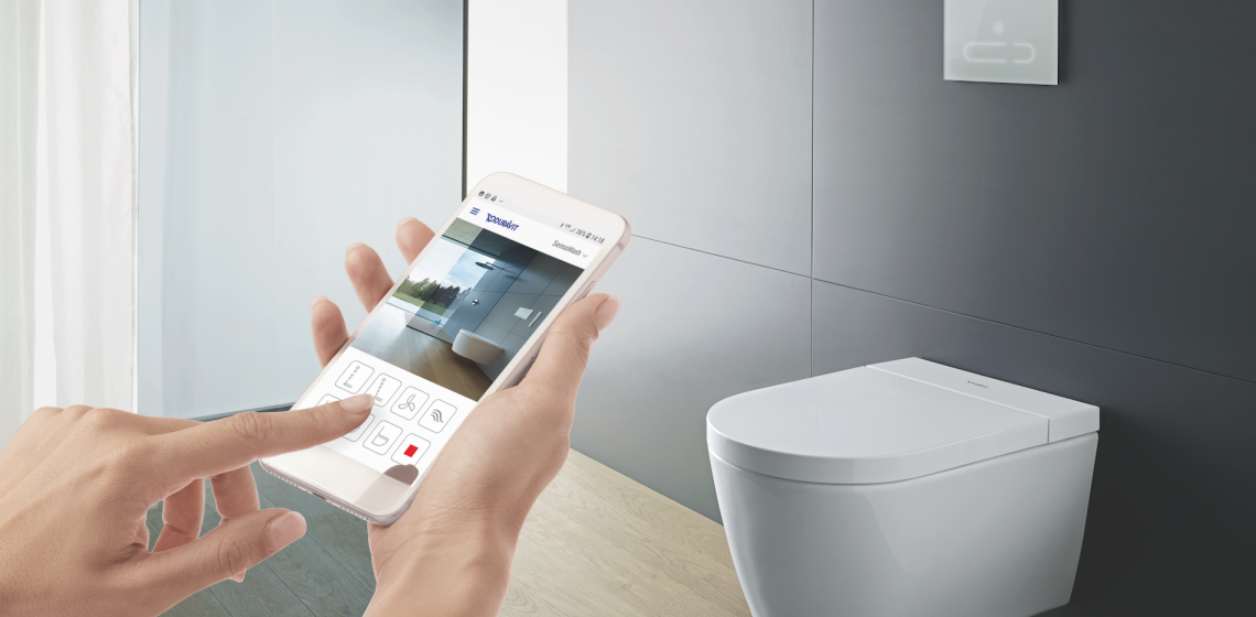 Duravit SensoWash f Shower Toilet Philippe Starck smart phone