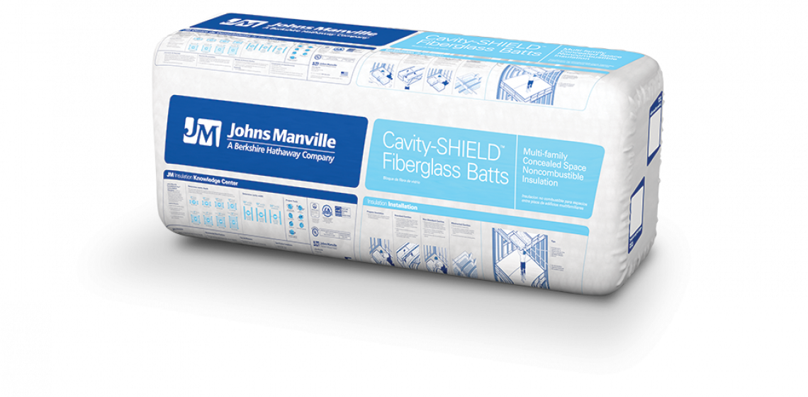 Johns Manville Cavity SHIELD Insulation Angled Packaging