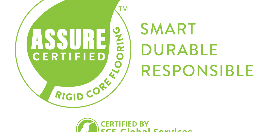 Resilient Floor Covering Institute ASSURE CERTIFIED Logo with Tagline and SCS co brand