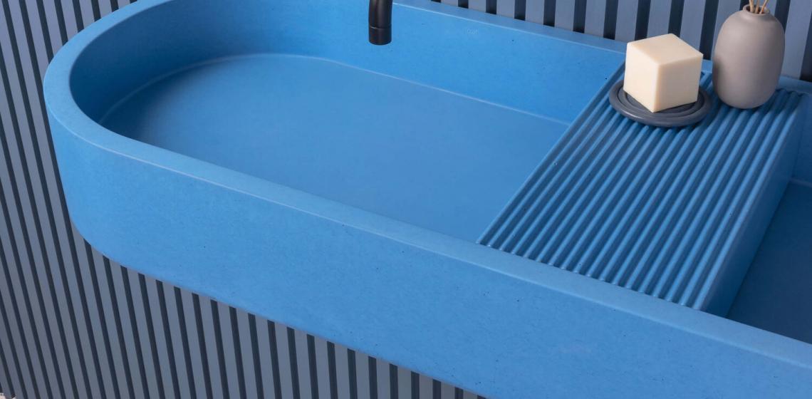 concrete blue sink