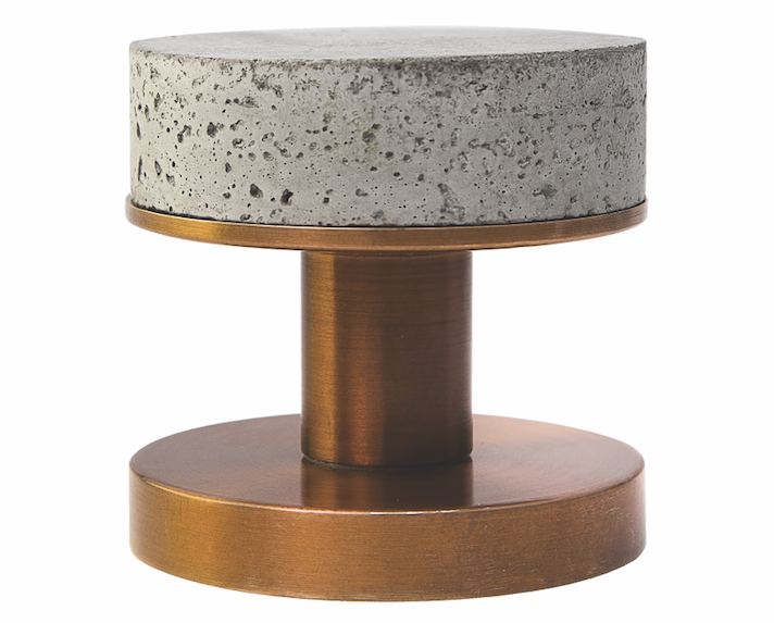 DesignerDoorware Bullet and Stone Concrete Niki Knob weathered brass