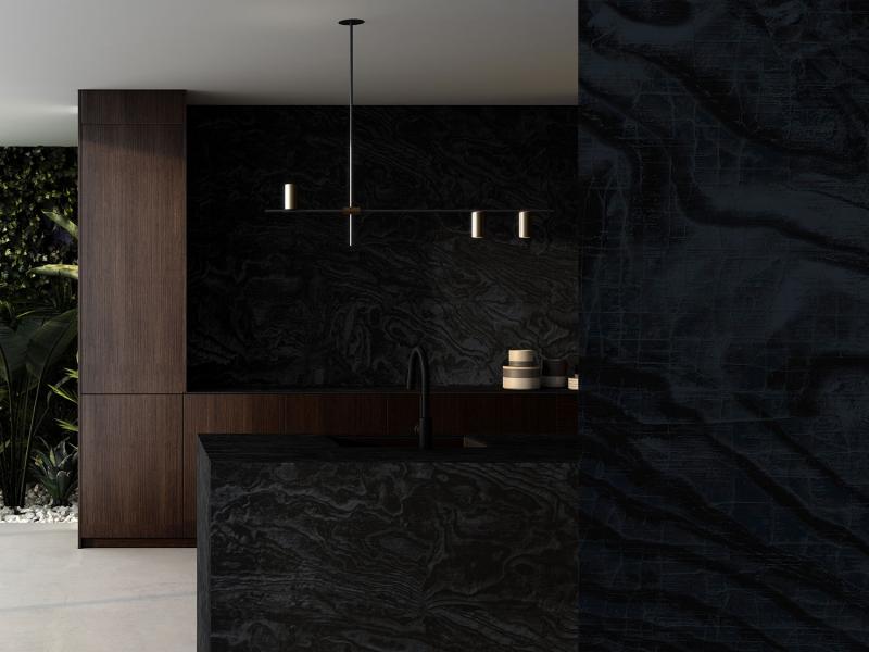 Liquid dark kitchen countertops tile