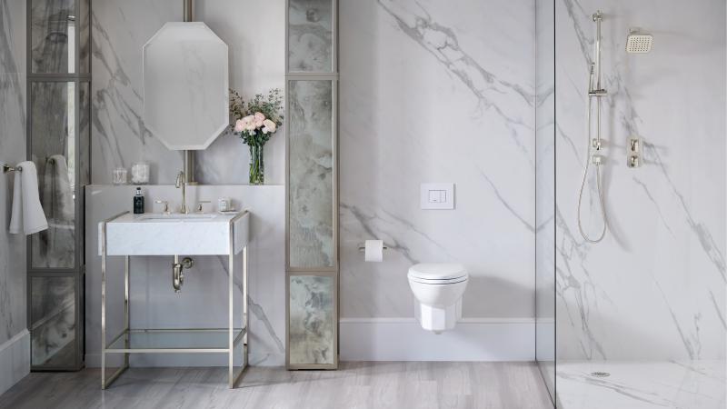 Wall hung traditional toilet marble